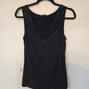 Express Y2K Studded Rhinestone Cowl Neck Black Tank Top Size M Whimsygoth Grunge